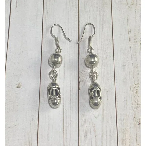 Sterling Silver Filigree Dangle Ball Earrings Hook Pierced Fine - Picture 6 of 7